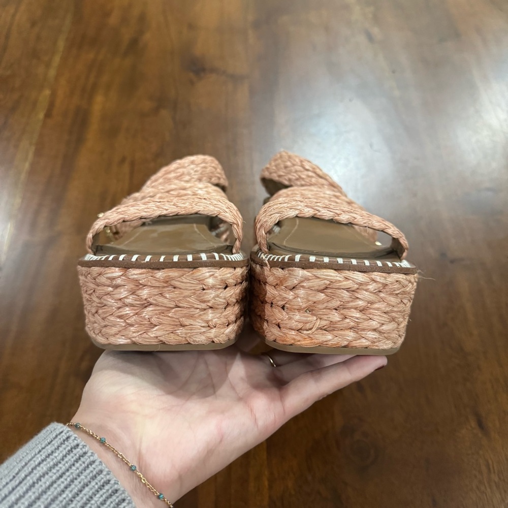 ULLA JOHNSON Gemma Flatform Espadrille Raffia  Sandals Terracotta Size 37 - Picture 5 of 9